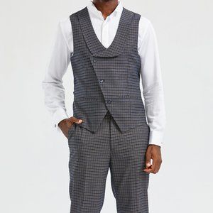 Men's Gray Plaid Vest - Classic Tailored Waistcoat